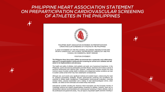 PHILIPPINE HEART ASSOCIATION STATEMENT ON PREPARTICIPATION CARDIOVASCULAR SCREENING OF ATHLETES IN THE PHILIPPINES